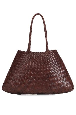 Burnt brown woven Santa Croce tote bag DRAGON DIFFUSION | 8892DGS5MATBRUCIATO